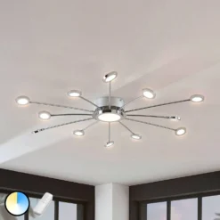 Meru Plafondlamp Ø100 Chrome/White - Lindby - Koop Online -Kwalitatieve Woonwinkel 42510965338664