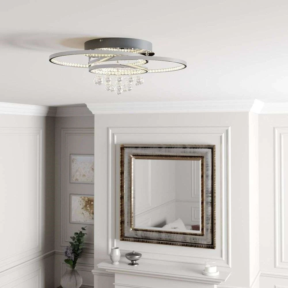 Keely Plafondlamp L Chrome/Clear - Lucande - Koop Online 4 Keely Plafondlamp L Chrome/Clear - Lucande - Koop Online - Afbeelding 2