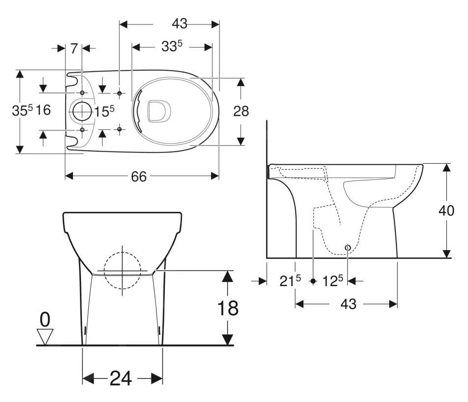 Geberit Selnova - Duoblok Pot, Rimfree, Wit 500.488.01.1 4 Geberit Selnova - Duoblok Pot, Rimfree, Wit 500.488.01.1 - Afbeelding 2