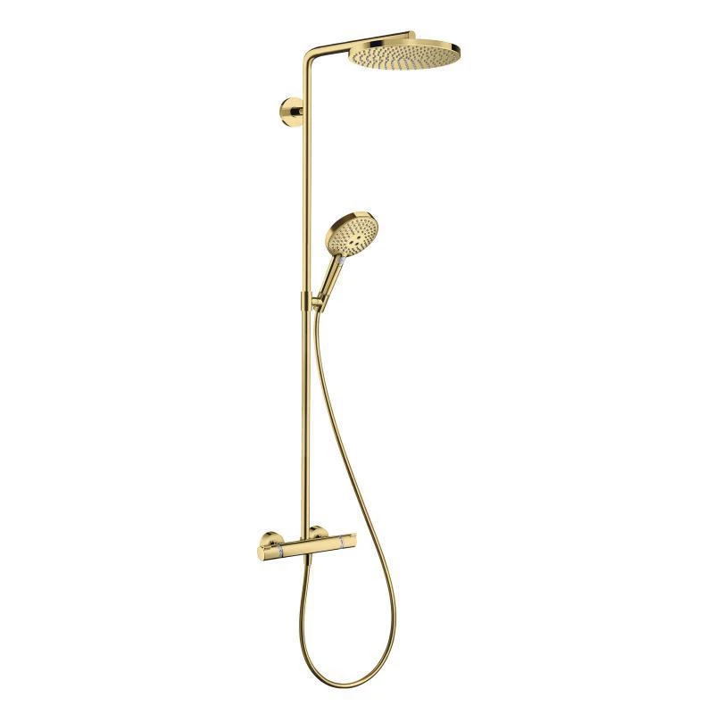 Hansgrohe Raindance Select S - Showerpipe Douchset Met Thermostaat, 1jet, Gepolijst Goud 27633990 3 Hansgrohe Raindance Select S - Showerpipe Douchset Met Thermostaat, 1jet, Gepolijst Goud 27633990